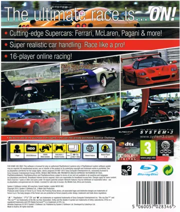 Absolute Supercars (USA) box cover back